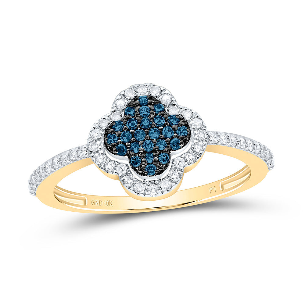 1/4CTW-NAT DIA P1 GIFT BLUE DIAMOND CLOVER RING Daisy Joyeria