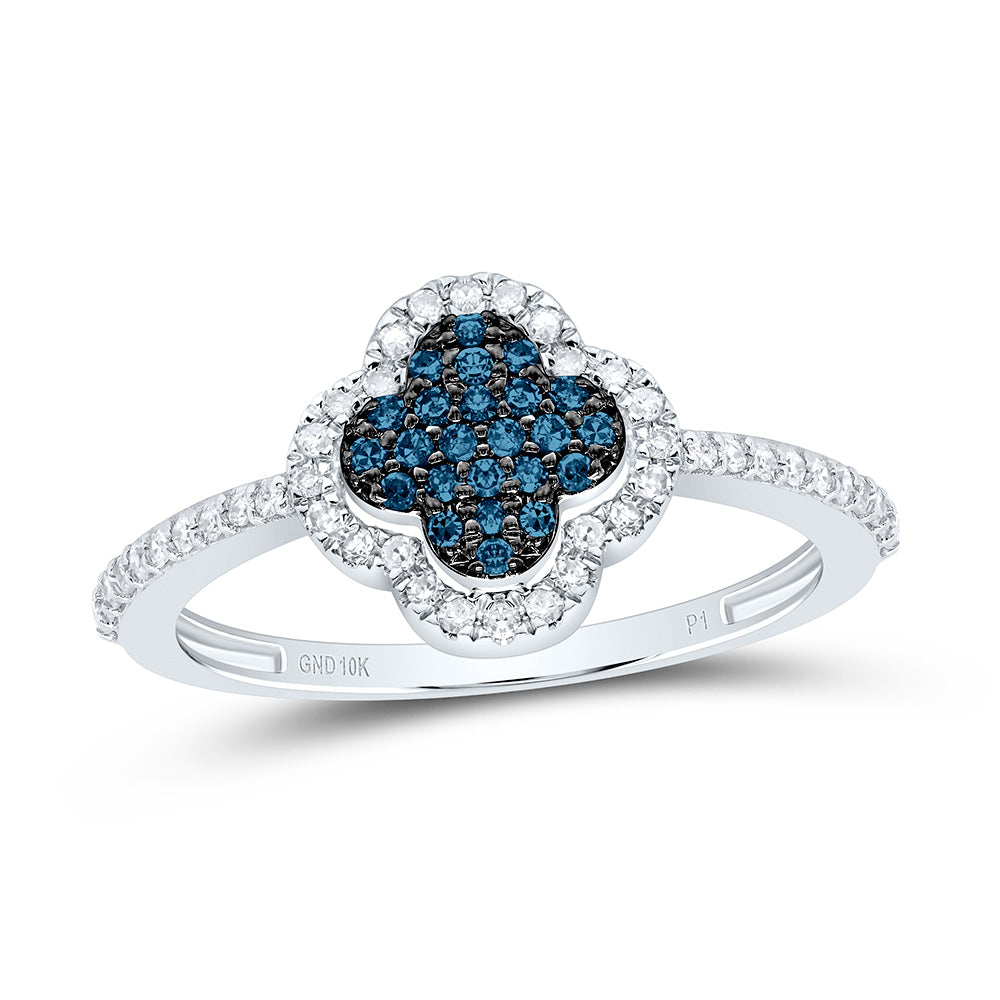 1/4CTW-NAT DIA P1 GIFT BLUE DIAMOND CLOVER RING Daisy Joyeria