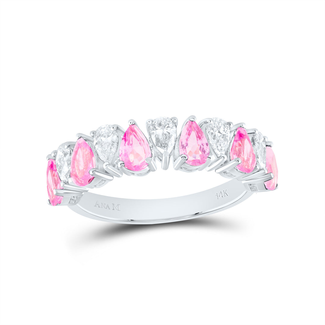 3/4CTW-NAT DIA ANA M 1 1/3CTW-PS-PINK SAPP NAT GEM RING Daisy Joyeria