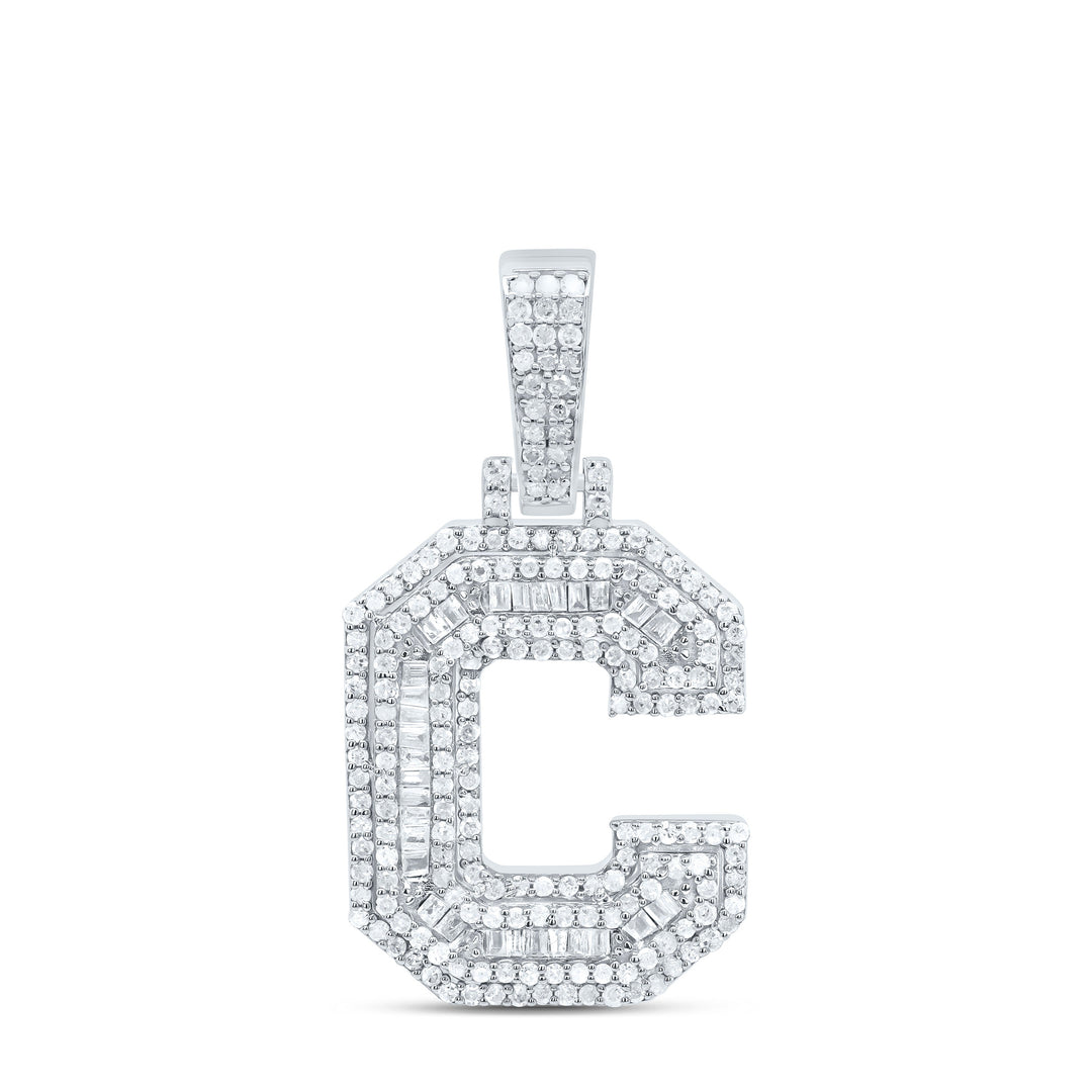 3/4CTW-NAT DIA P2 P3 MENS INITIAL "C" PENDANT Daisy Joyeria