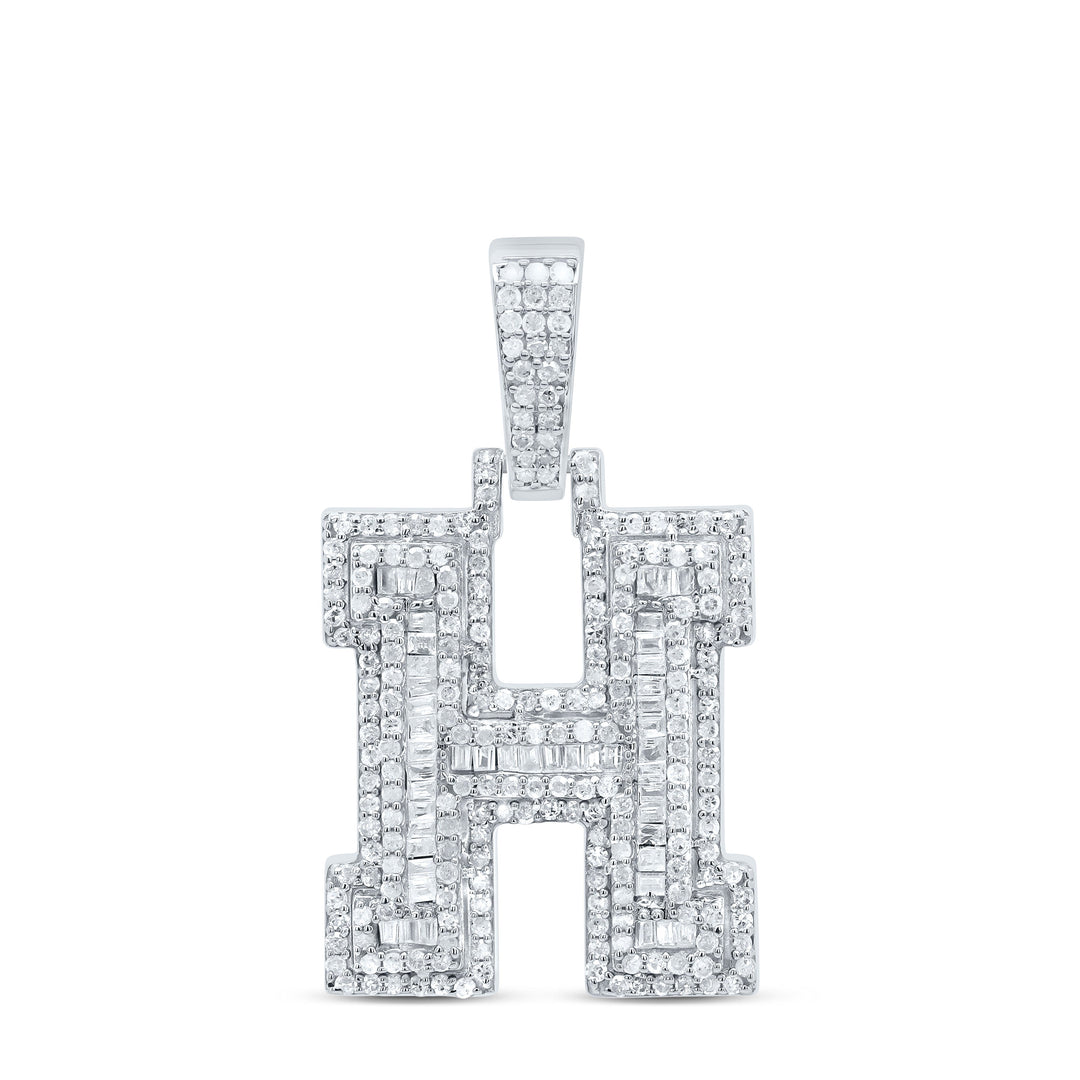 7/8CTW-NAT DIA P2 P3 MENS INITIAL "H" PENDANT Daisy Joyeria