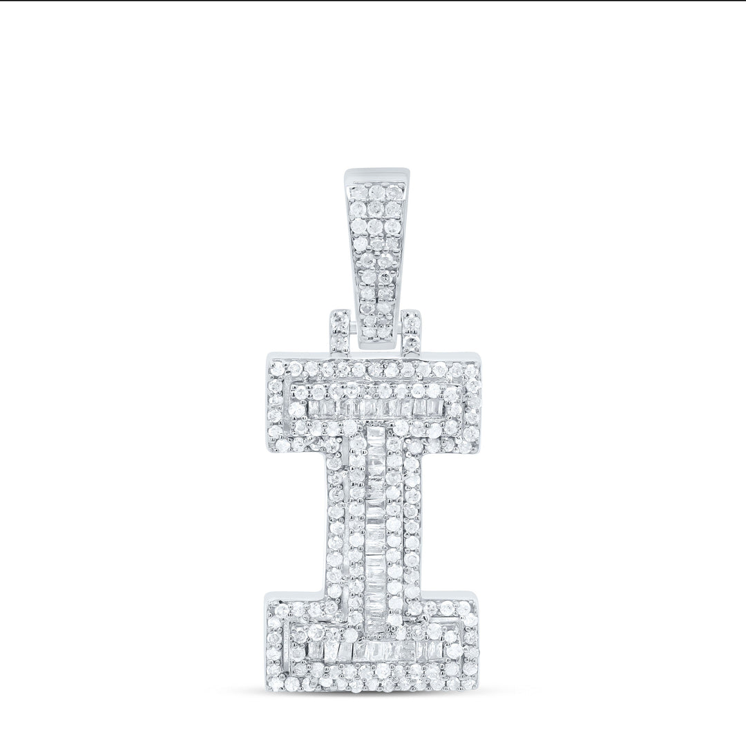 3/4CTW-NAT DIA P2 P3 MENS INITIAL "I" PENDANT Daisy Joyeria