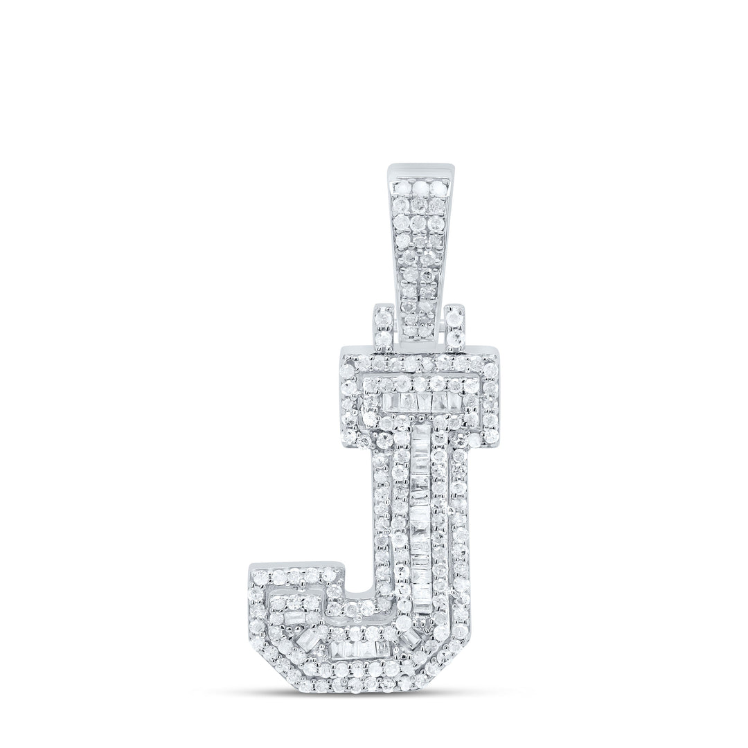 5/8CTW-NAT DIA P2 P3 MENS INITIAL "J" PENDANT Daisy Joyeria