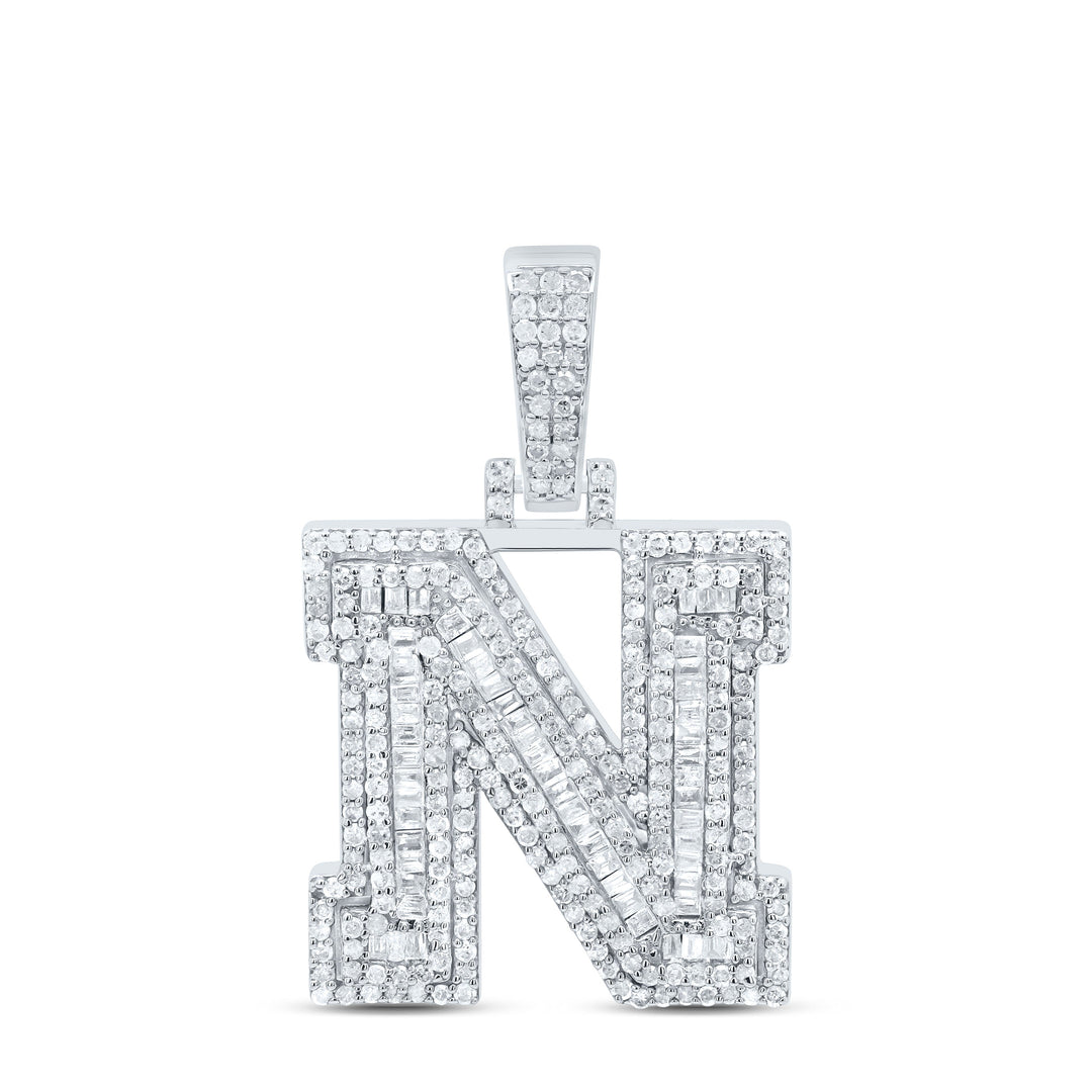 1CTW-NAT DIA P2 P3 MENS INITIAL "N" PENDANT Daisy Joyeria