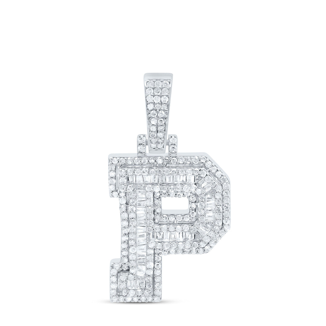 7/8CTW-NAT DIA P2 P3 MENS INITIAL "P" PENDANT Daisy Joyeria
