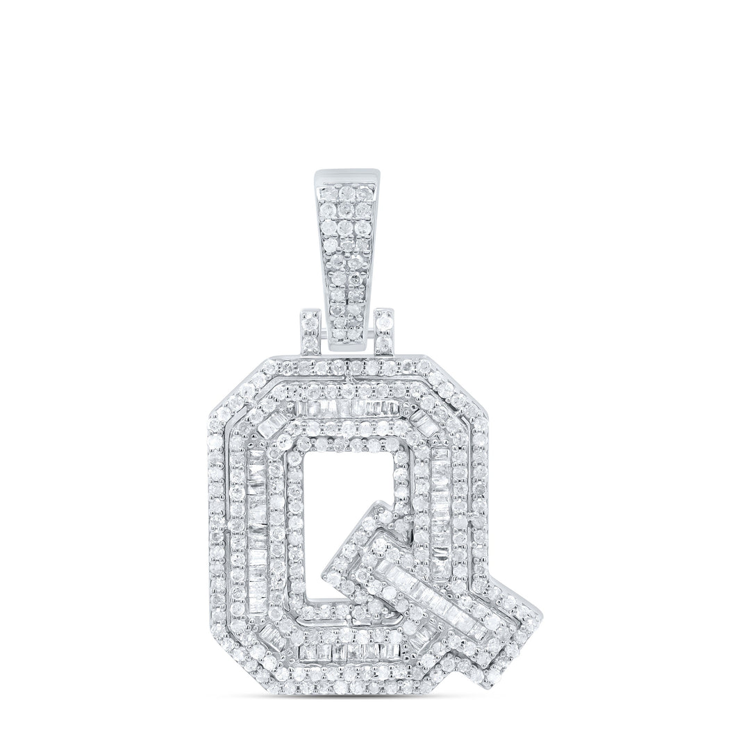 7/8CTW-NAT DIA P2 P3 MENS INITIAL "Q" PENDANT Daisy Joyeria