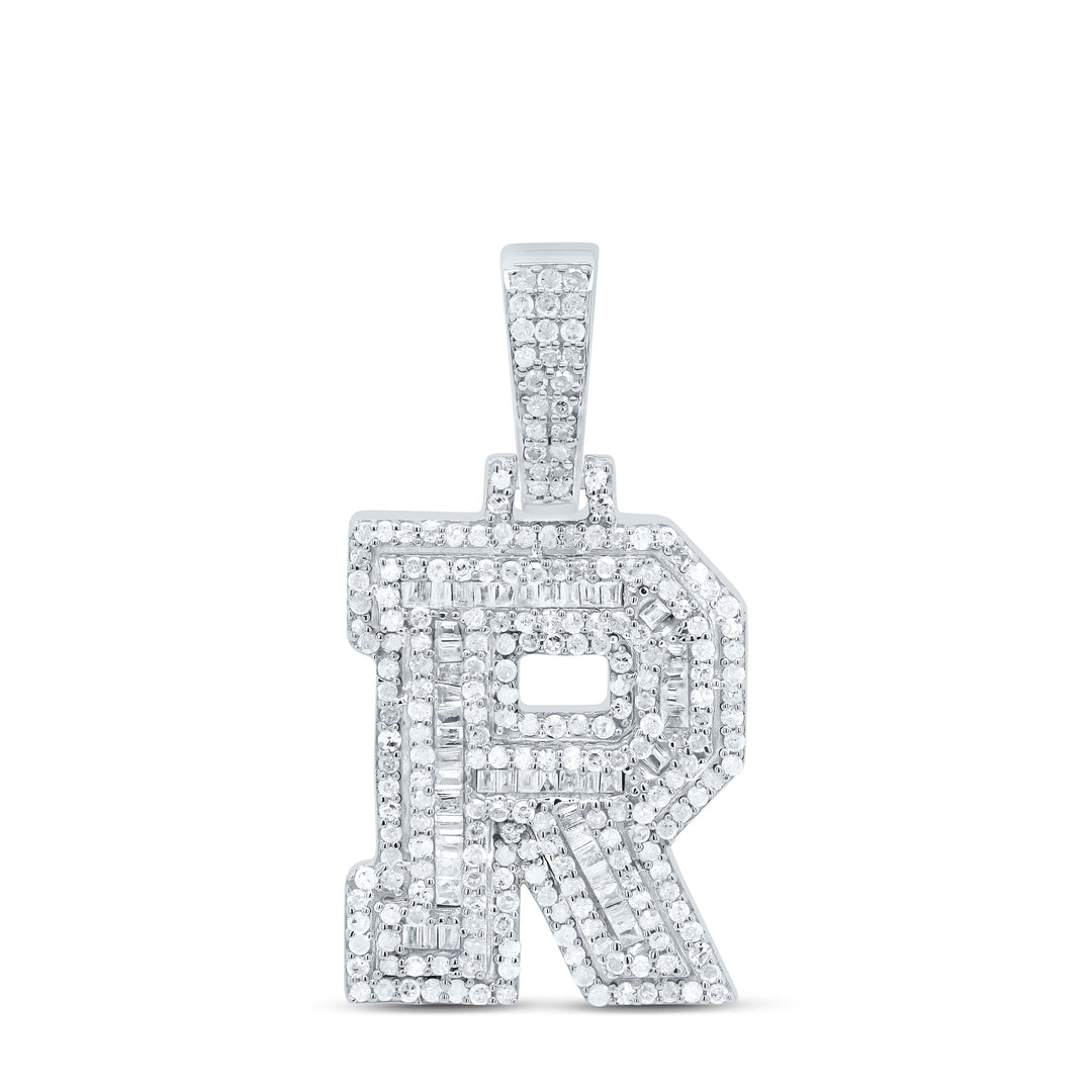 7/8CTW-NAT DIA P2 P3 MENS INITIAL "R" PENDANT Daisy Joyeria