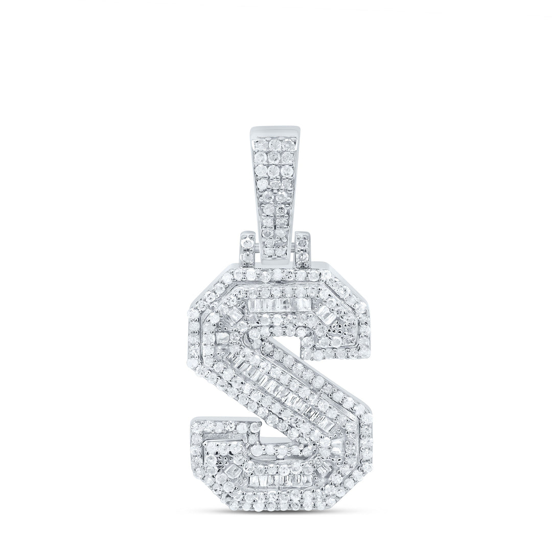 3/4CTW-NAT DIA P2 P3 MENS INITIAL "S" PENDANT Daisy Joyeria