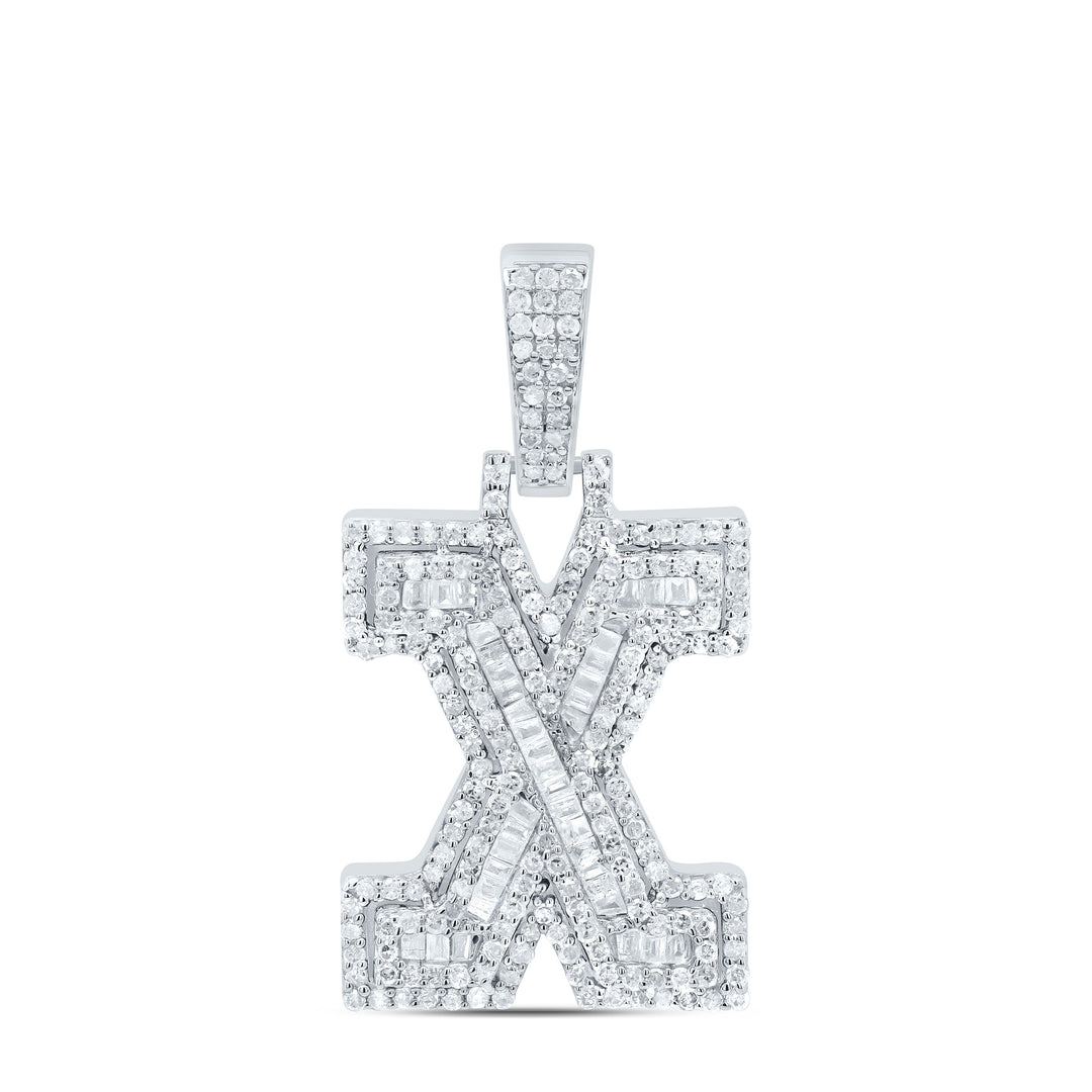 3/4CTW-NAT DIA P2 P3 MENS INITIAL "X" PENDANT Daisy Joyeria