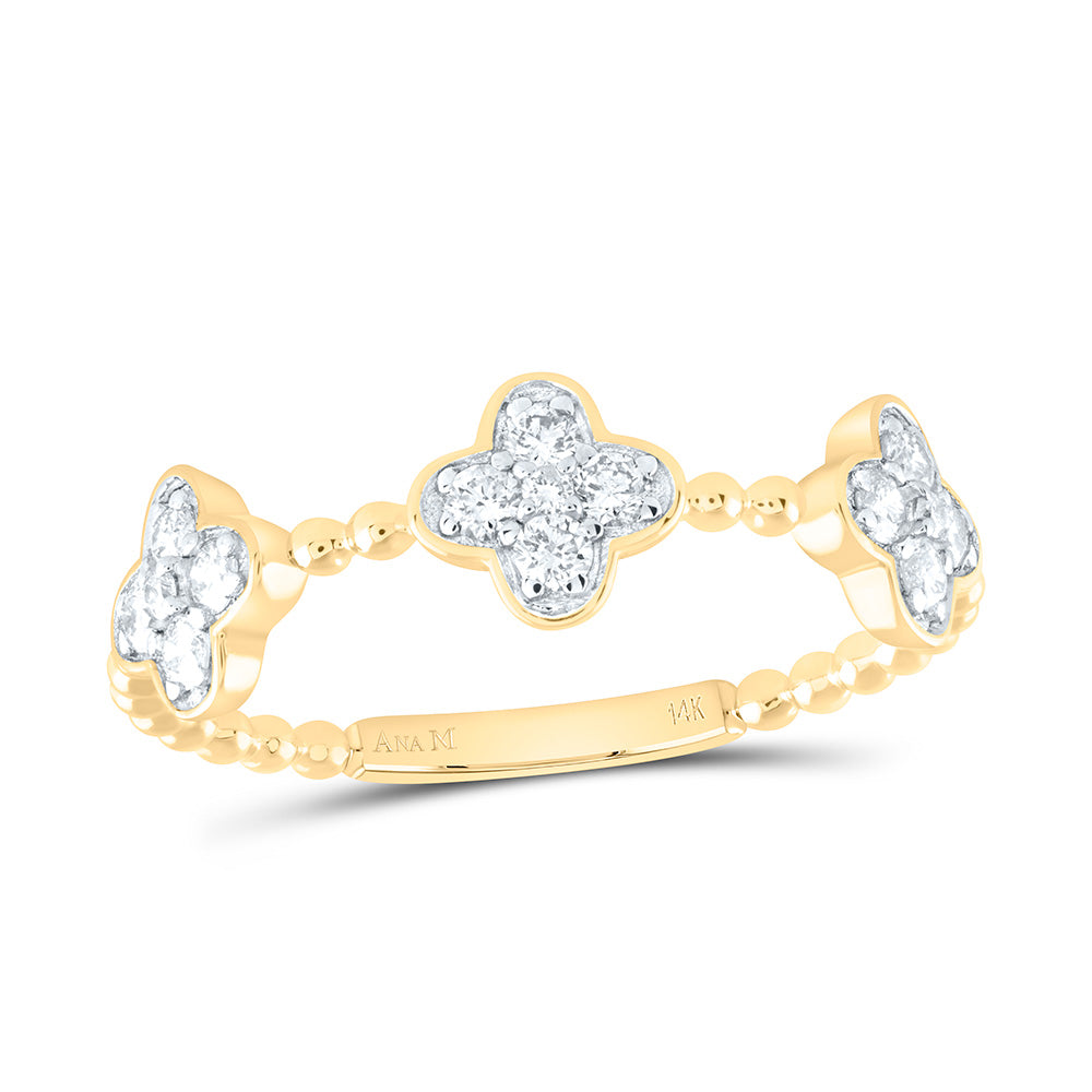 1/4CTW-NAT DIA ANA M FASHION CLOVER RING Daisy Joyeria