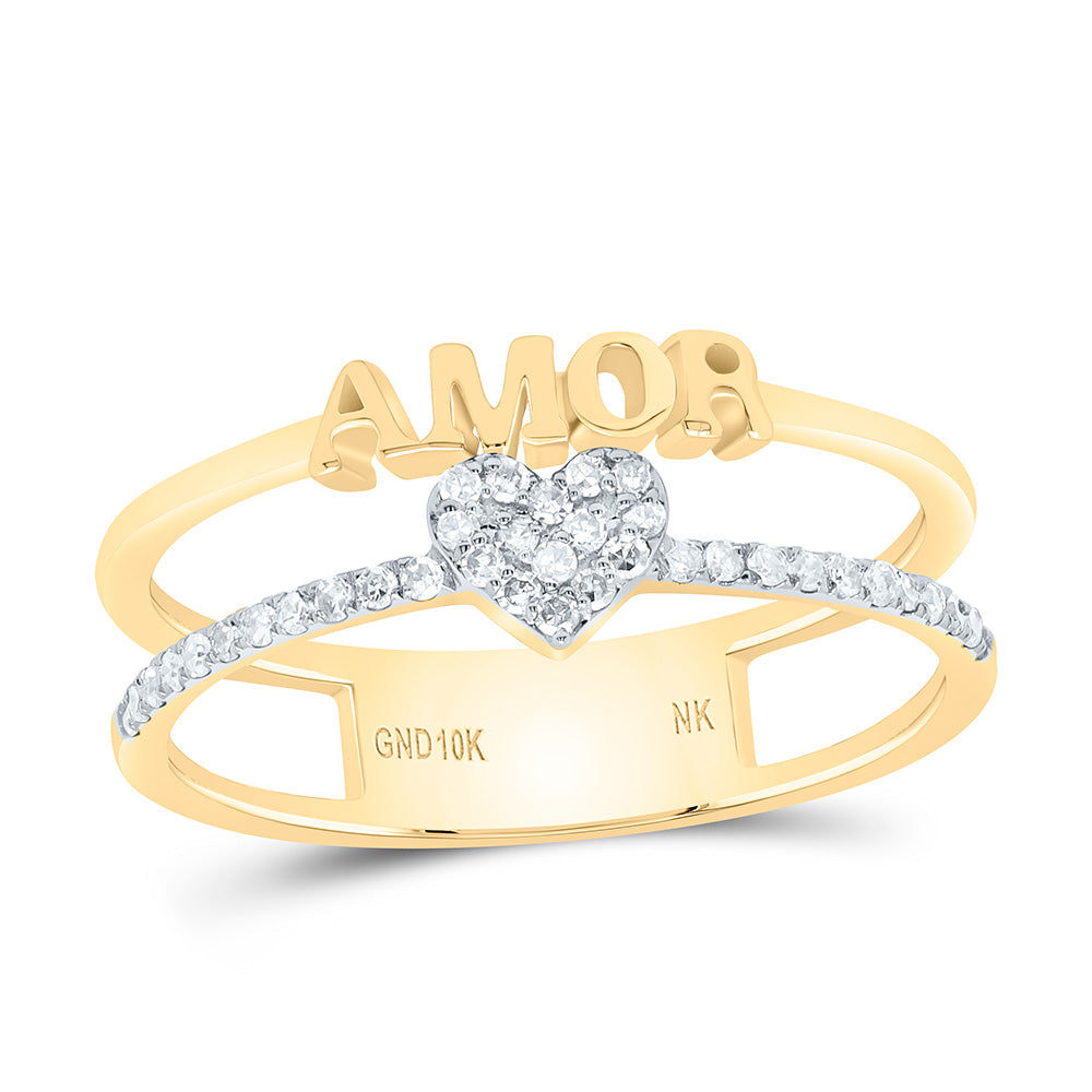 1/6CTW-NAT DIA NK GIFT "AMOR" HEART RING Daisy Joyeria