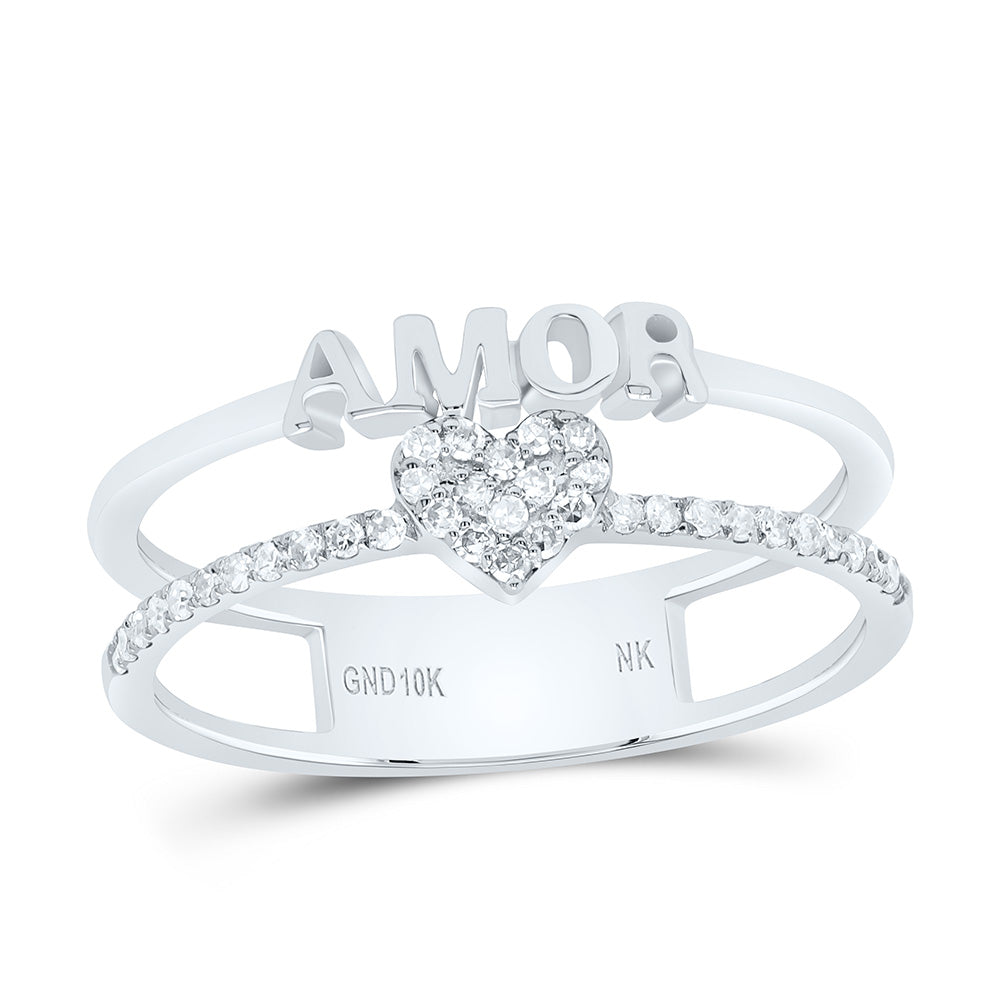 1/6CTW-NAT DIA NK GIFT "AMOR" HEART RING Daisy Joyeria