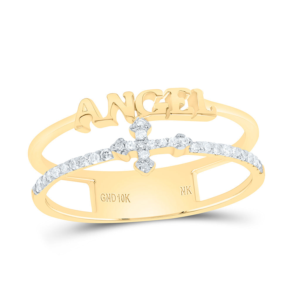 1/10CTW-NAT DIA NK GIFT "ANGEL" CROSS RING Daisy Joyeria