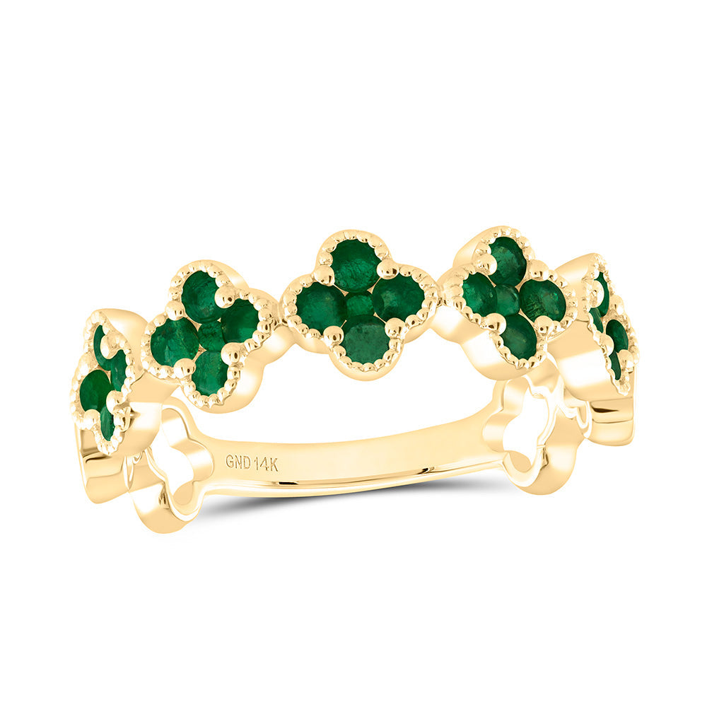 3/4CTW-RD-EM NAT GEM CLOVER RING Daisy Joyeria