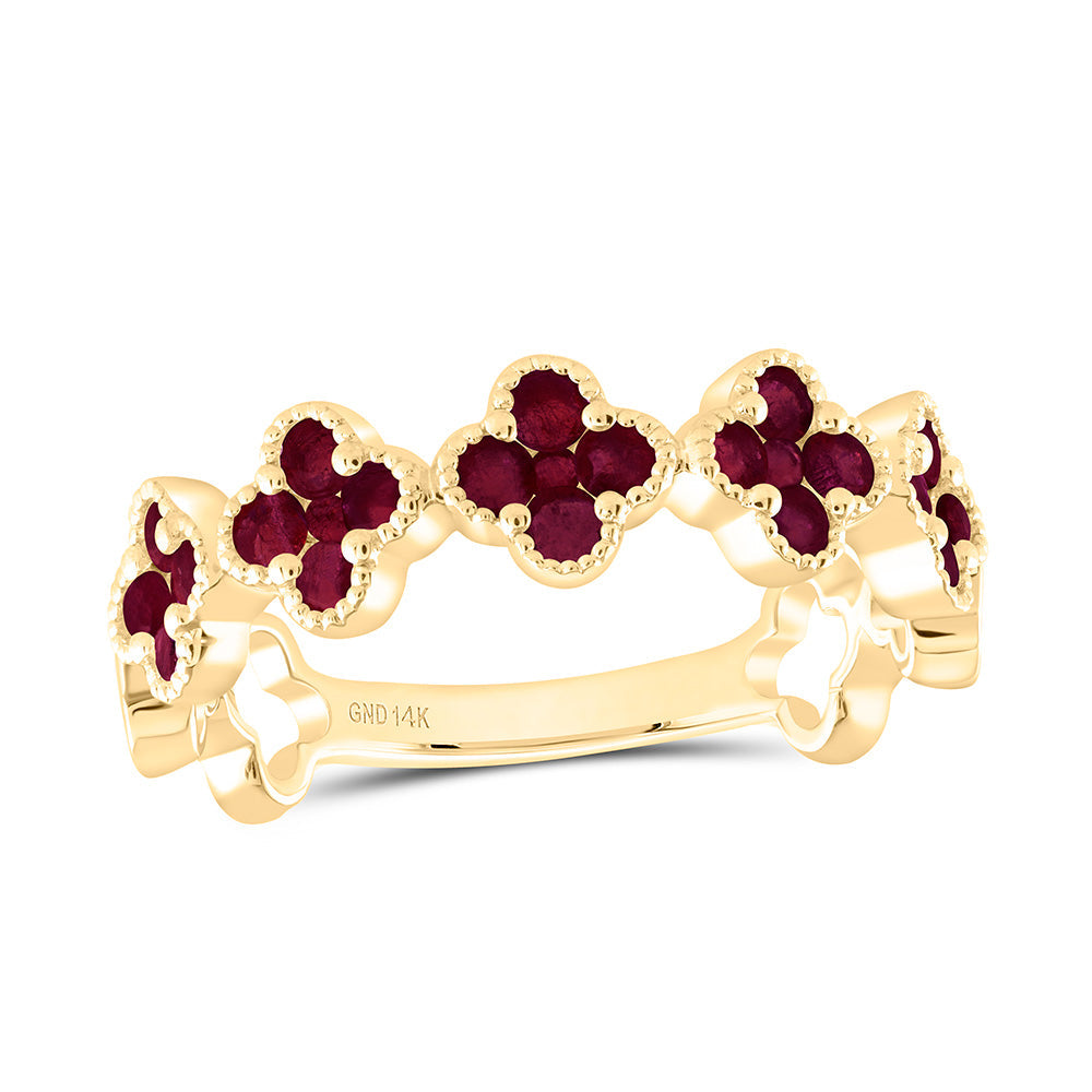7/8CTW-RD-RU NAT GEM CLOVER RING Daisy Joyeria