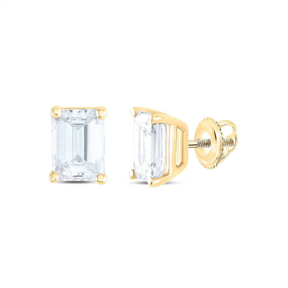 3/4CTW-NAT DIA I1 IJ EMERLAD SOLITAIRE STUD EARRING Daisy Joyeria