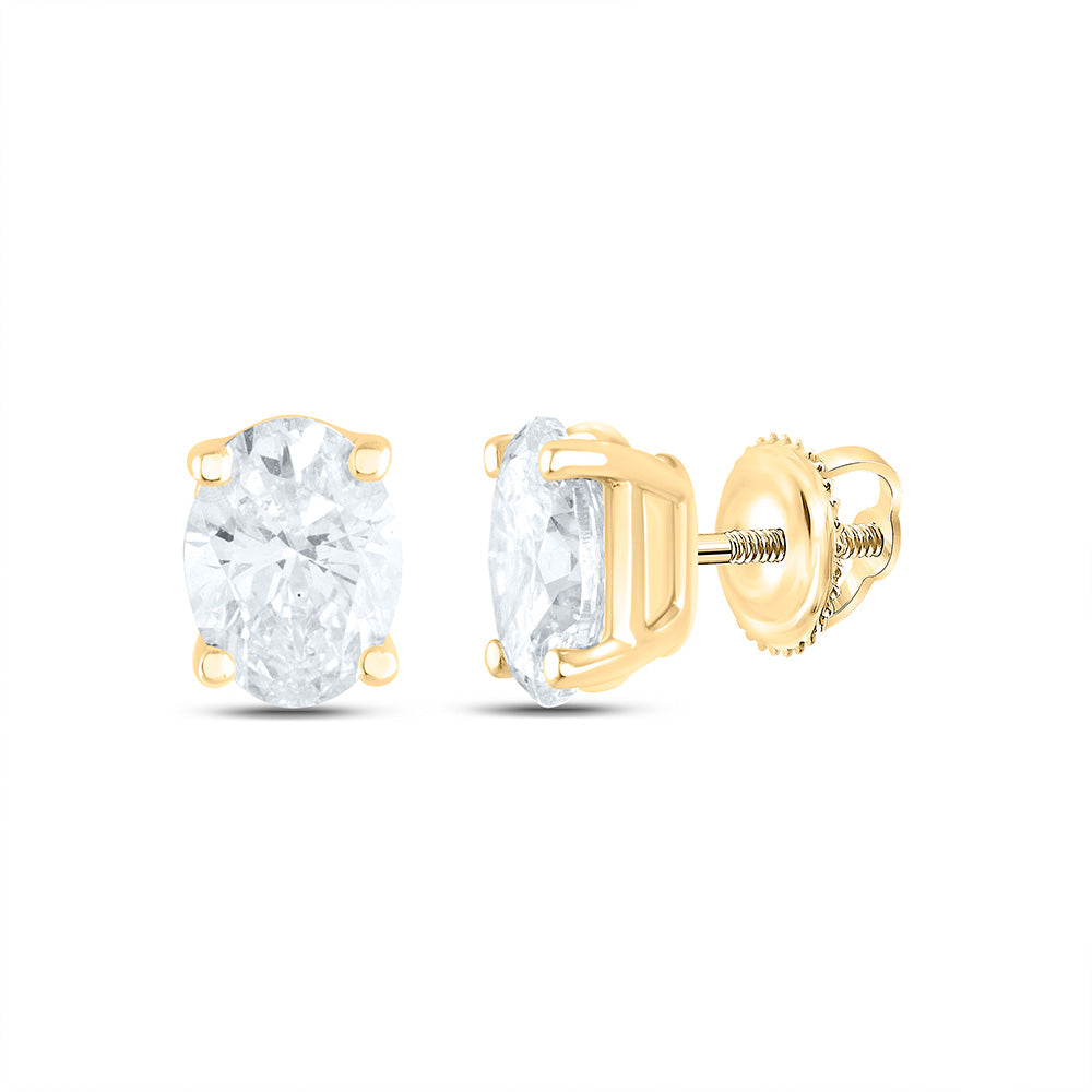 1/2CTW-NAT DIA I1 IJ OVAL SOLITAIRE STUD EARRING Daisy Joyeria