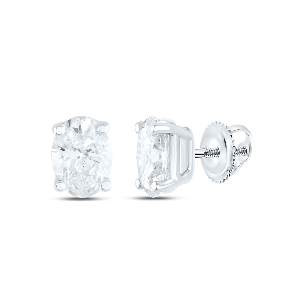 1/2CTW-NAT DIA I1 IJ OVAL SOLITAIRE STUD EARRING Daisy Joyeria