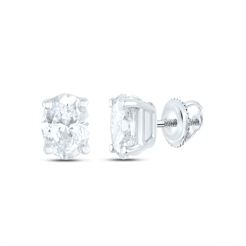 3/4CTW-NAT DIA I1 IJ OVAL SOLITAIRE STUD EARRING Daisy Joyeria