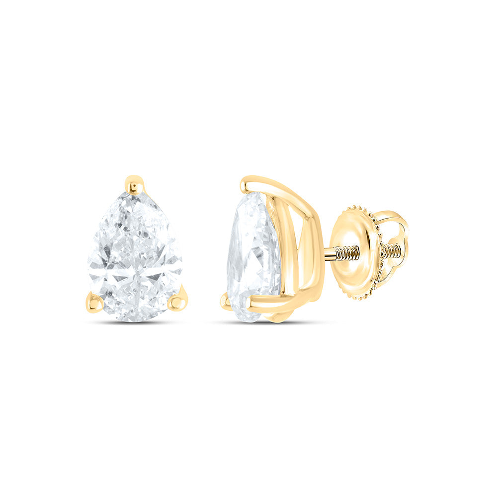 3/4CTW-NAT DIA I1 IJ PEAR SOLITAIRE STUD EARRING Daisy Joyeria