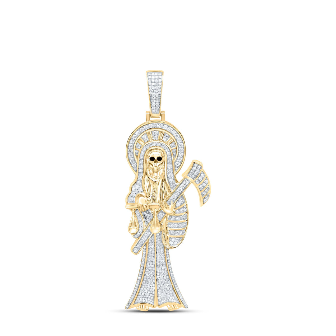 1 3/4CTW-NAT DIA NK SANTA MUERTE MENS CHARM Daisy Joyeria