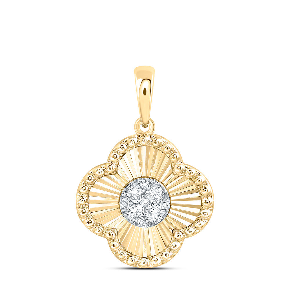 1/10CTW-NAT DIA NK FASHION CLOVER PENDANT Daisy Joyeria