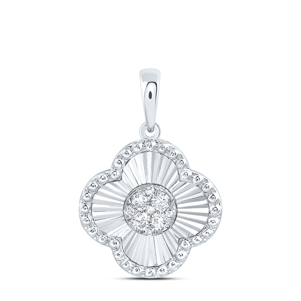 1/10CTW-NAT DIA NK FASHION CLOVER PENDANT Daisy Joyeria