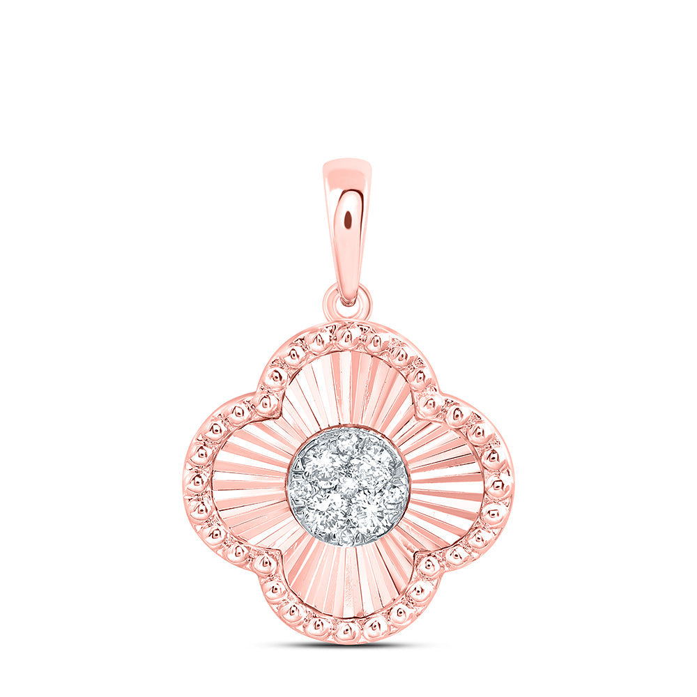 1/10CTW-NAT DIA NK FASHION CLOVER PENDANT Daisy Joyeria