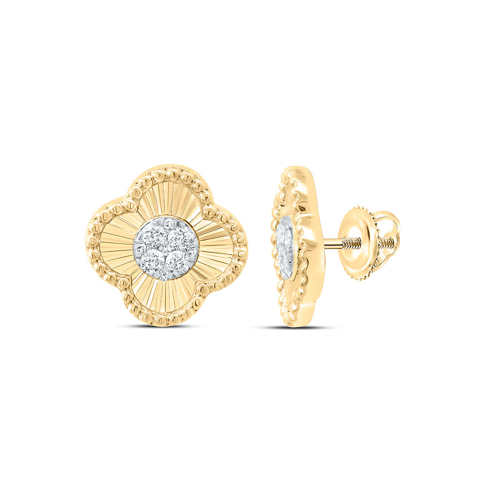 1/5CTW-NAT DIA NK FASHION CLOVER EARRING Daisy Joyeria