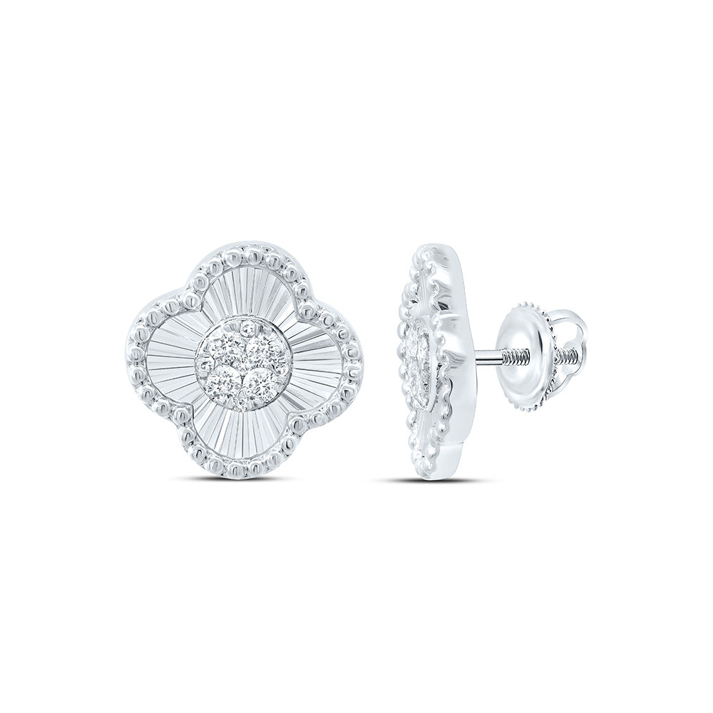 1/5CTW-NAT DIA NK FASHION CLOVER EARRING Daisy Joyeria