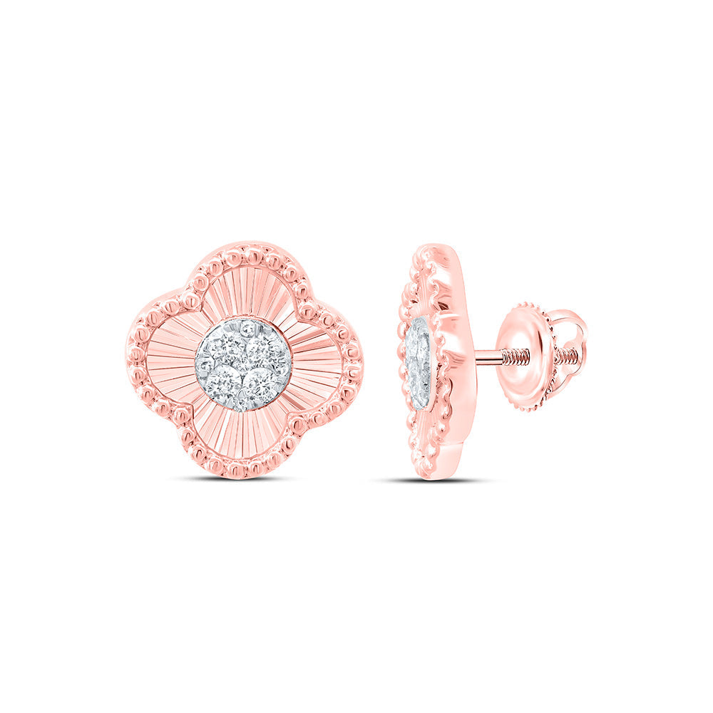 1/5CTW-NAT DIA NK FASHION CLOVER EARRING Daisy Joyeria
