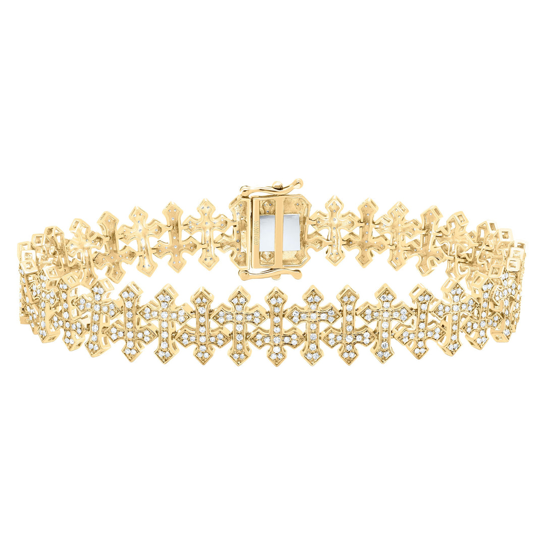 1 5/8CTW-NAT DIA NK FASHION CROSS MENS BRACELET (8 INCH) Daisy Joyeria