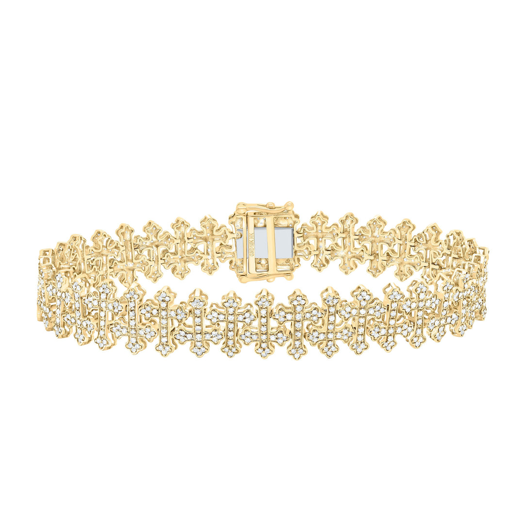 2 1/3CTW-NAT DIA NK FASHION CROSS MENS BRACELET (8 INCH) Daisy Joyeria