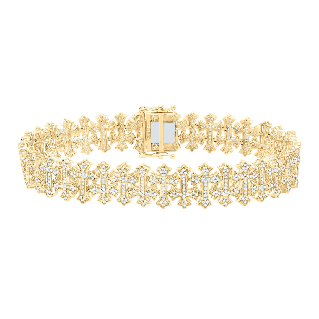 2 1/2CTW-NAT DIA NK FASHION CROSS MENS BRACELET (8 INCH) Daisy Joyeria