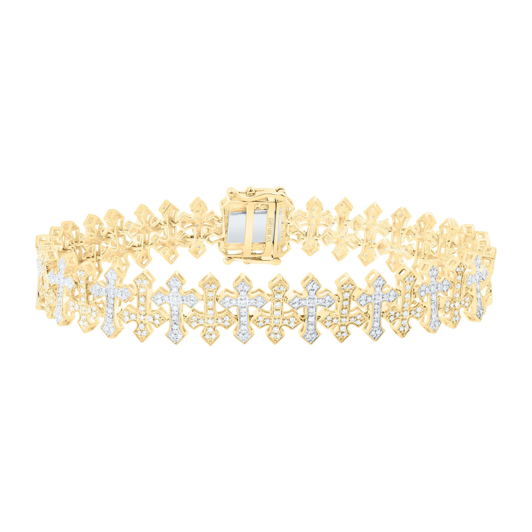 1 3/4CTW-NAT DIA NK FASHION CROSS MENS BRACELET (8 INCH) Daisy Joyeria