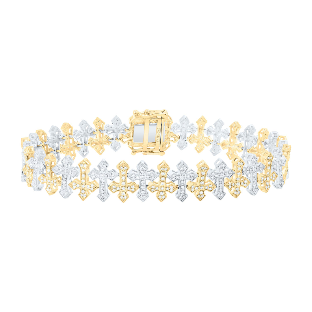 1 3/4CTW-NAT DIA NK FASHION CROSS MENS BRACELET (8 INCH) Daisy Joyeria