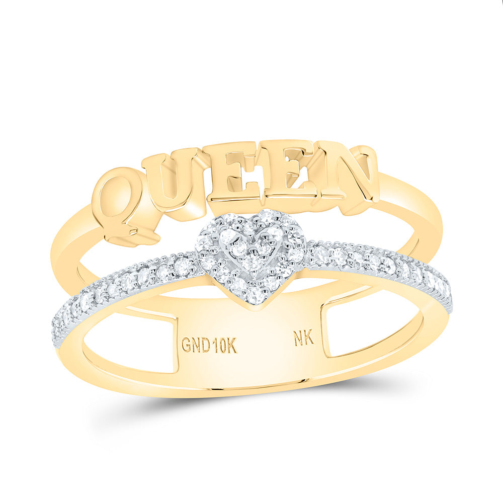 1/6CTW-NAT DIA NK GIFT "QUEEN" HEART RING Daisy Joyeria