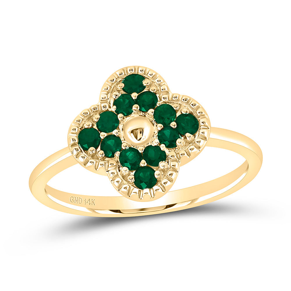 1/3CTW-RD-EM NAT GEM CLOVER RING Daisy Joyeria