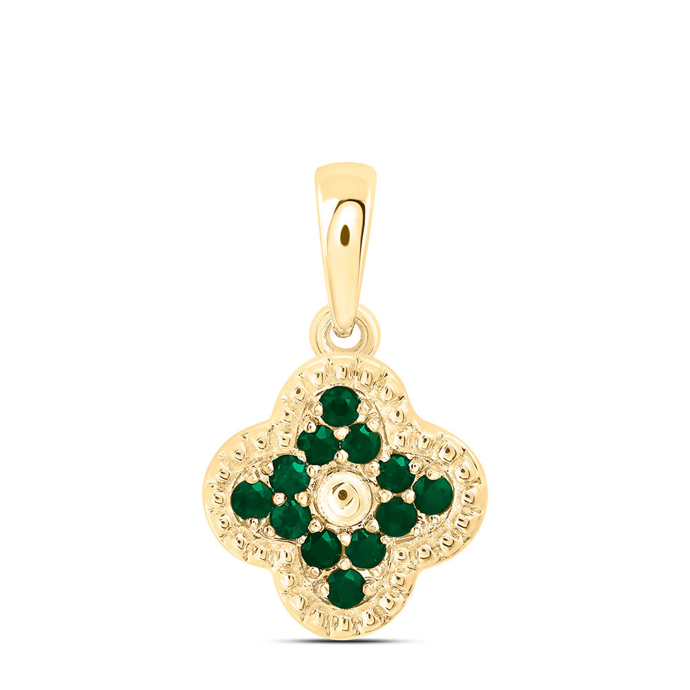 1/5CTW-RD-EM NAT GEM CLOVER PENDANT Daisy Joyeria