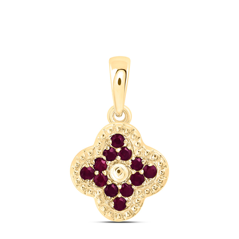 1/4CTW-RD-RU NAT GEM CLOVER PENDANT Daisy Joyeria