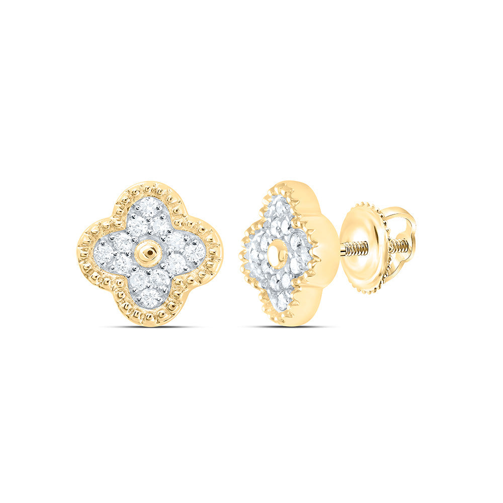 1/6CTW-NAT DIA CN GIFT CLOVER EARRING Daisy Joyeria