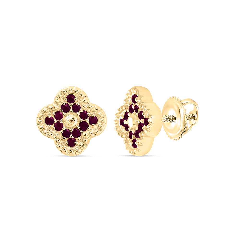 1/5CTW-RD-RU NAT GEM CLOVER STUD EARRING Daisy Joyeria