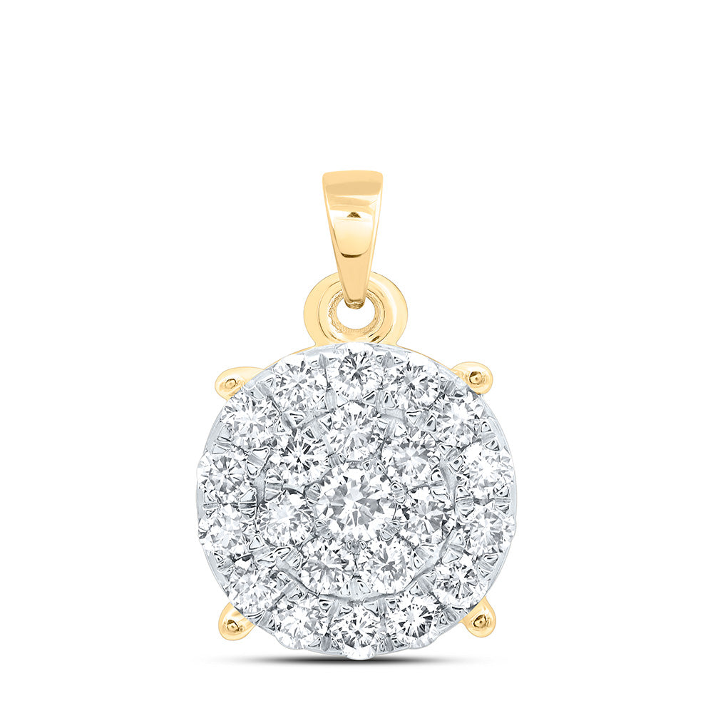 11/2CTW-NAT DIA NK FASHION ROUND PENDANT Daisy Joyeria