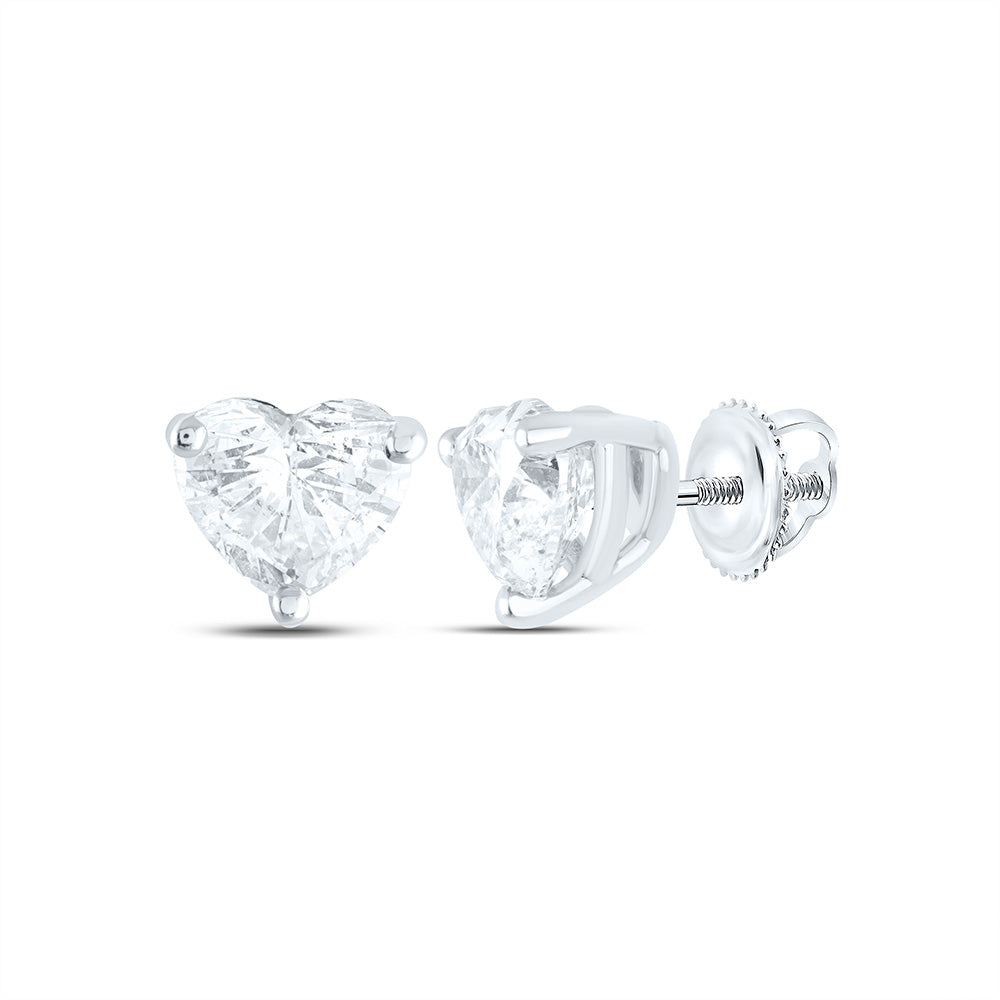 3/4CTW-NAT DIA I1 IJ HEART SOLITAIRE STUD EARRING Daisy Joyeria