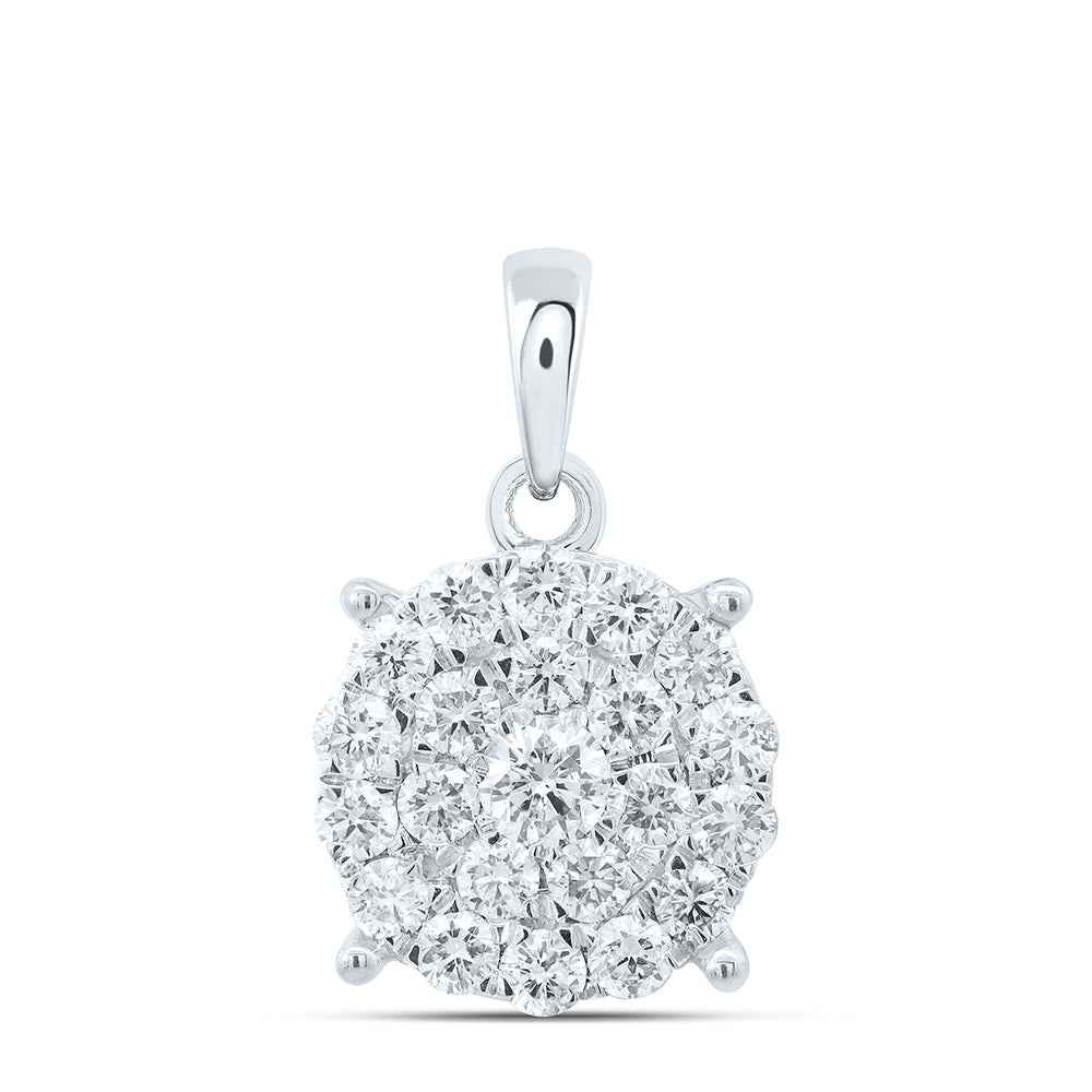 1CTW-NAT DIA NK FASHION ROUND PENDANT Daisy Joyeria