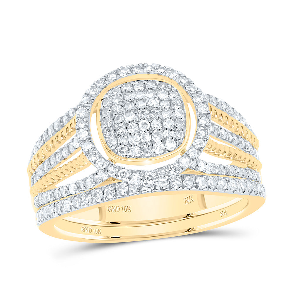 5/8CTW-NAT DIA NK ROUND SINGLE HALO BRIDAL SET Daisy Joyeria