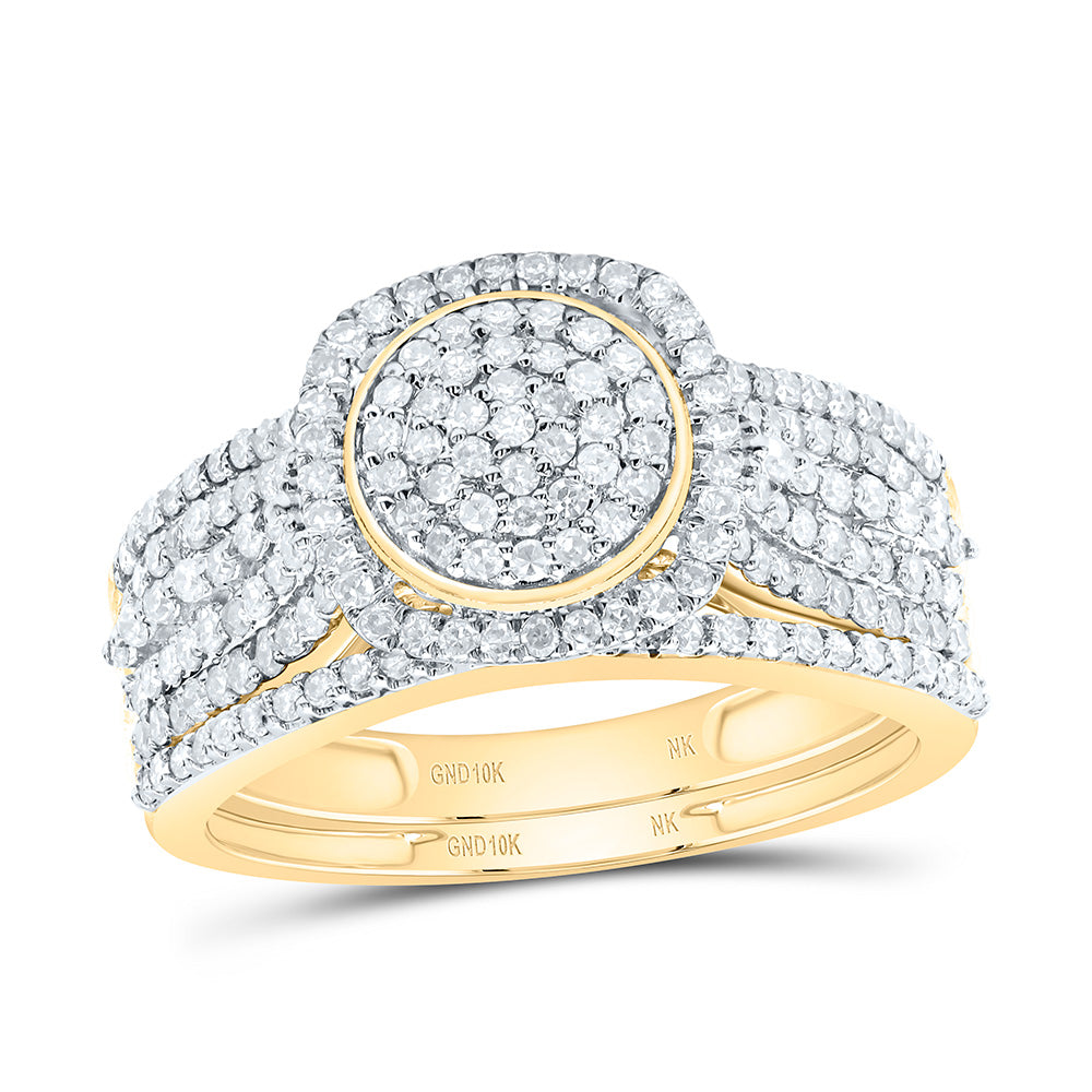 3/4CTW-NAT DIA NK CUSHION SINGLE HALO BRIDAL SET Daisy Joyeria