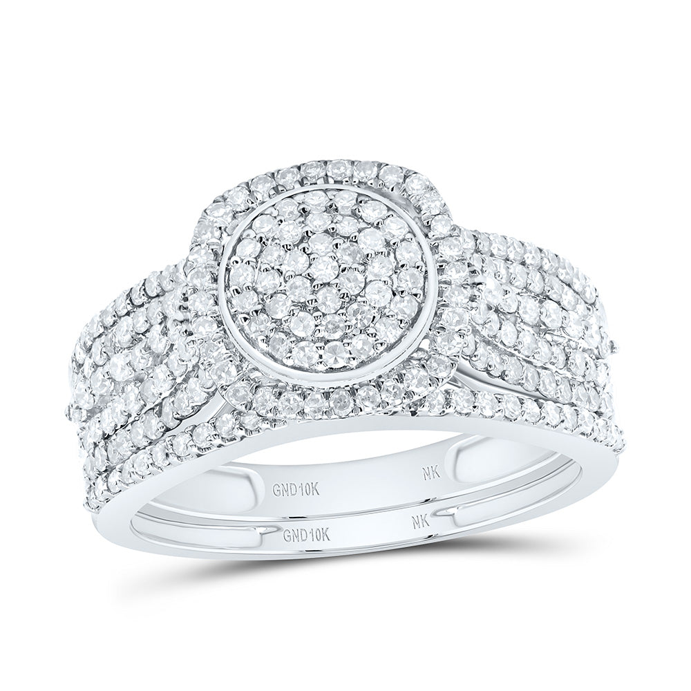 3/4CTW-NAT DIA NK CUSHION SINGLE HALO BRIDAL SET Daisy Joyeria