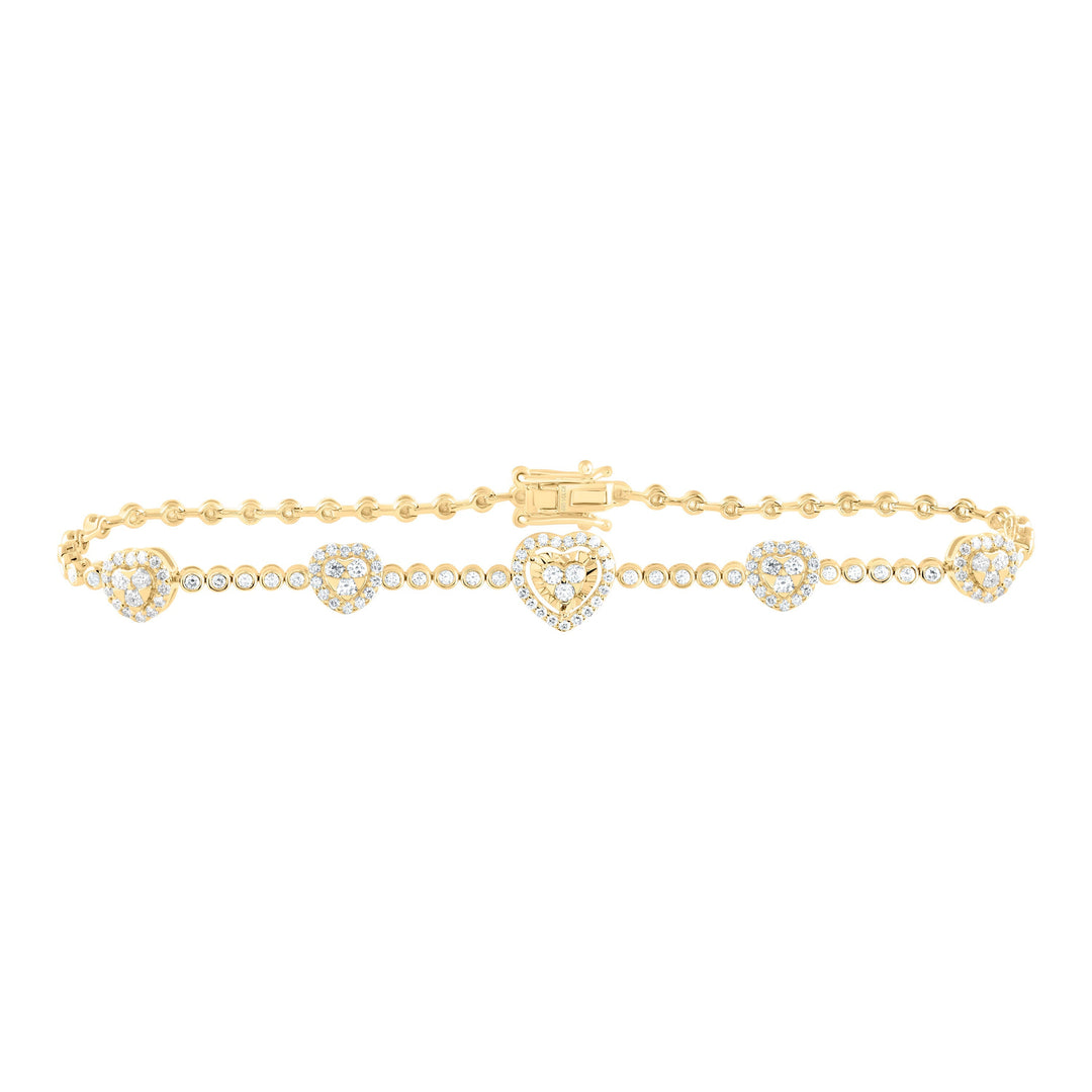 1CTW-NAT DIA CN FASHION HEART BRACELET( 7 INCH) Daisy Joyeria