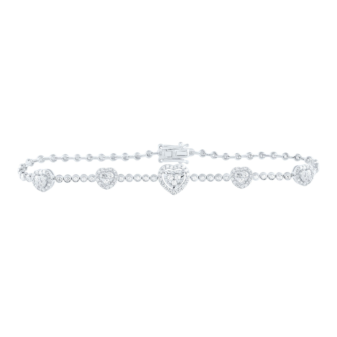 1CTW-NAT DIA CN FASHION HEART BRACELET( 7 INCH) Daisy Joyeria